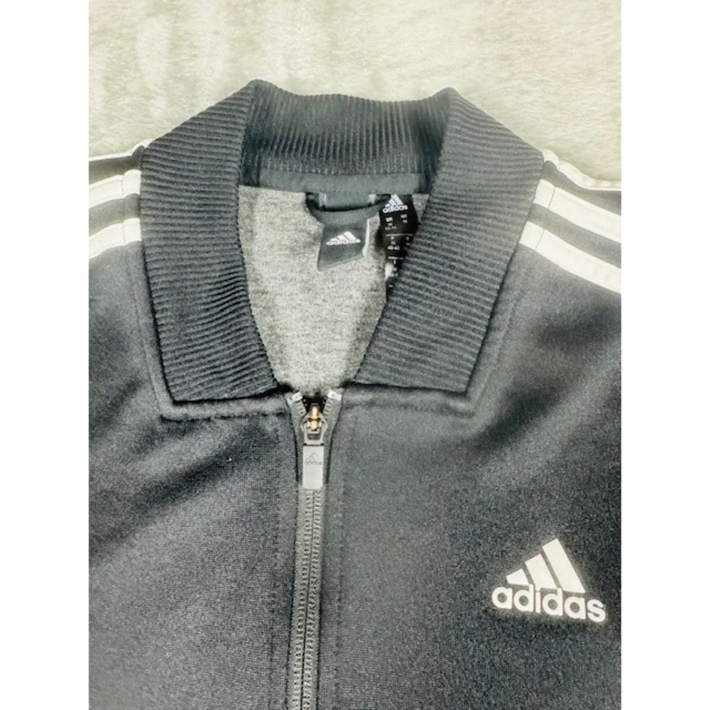 Adidas Track Jacket Womens Medium Black Full Zip 3-Stripe Athletic‎ Bomber Style
